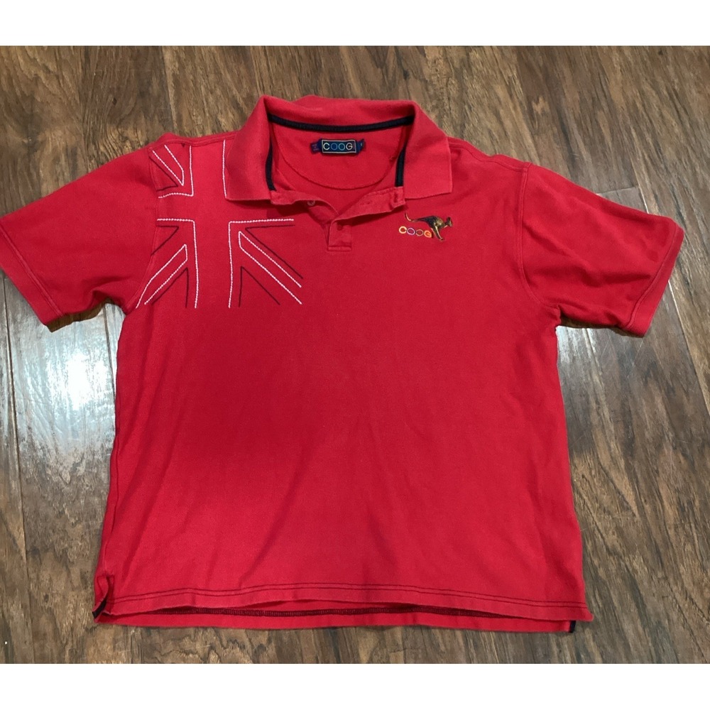Coogi  XL Red Knit Polo Shirt